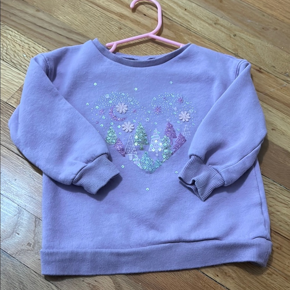 Kids Lavender Sweatshirt with Heart Design